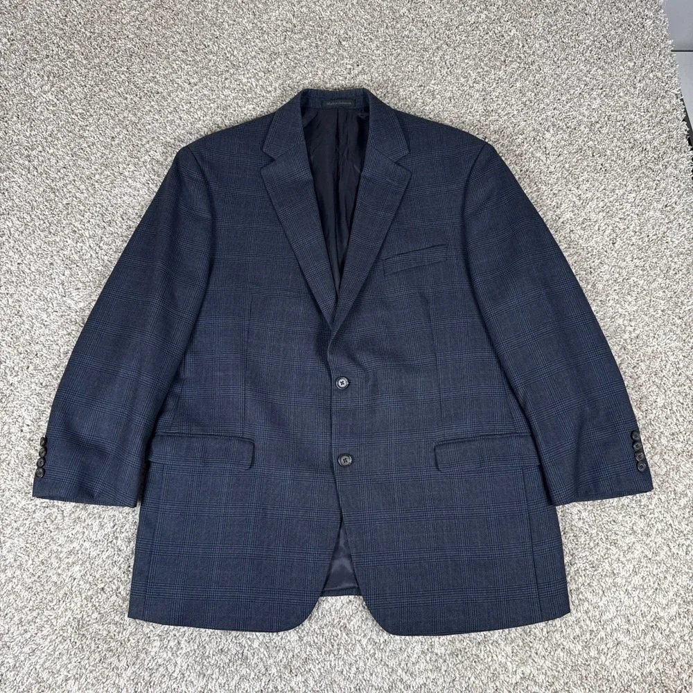 Lauren Ralph Lauren Blazer Mens 44R Blue Plaid Wool 2 Button Professional Preppy